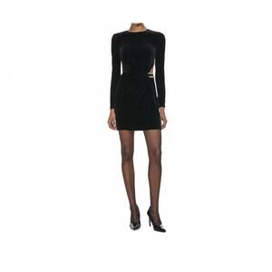 NEW SELF-PORTRAIT velvet embellished mini dress in black